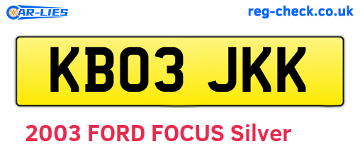 KB03JKK are the vehicle registration plates.