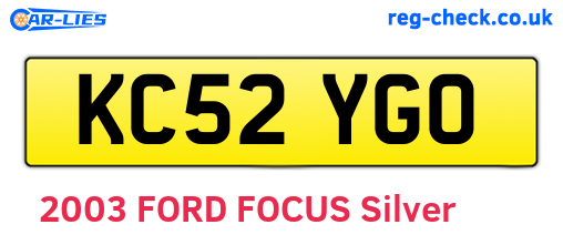 KC52YGO are the vehicle registration plates.