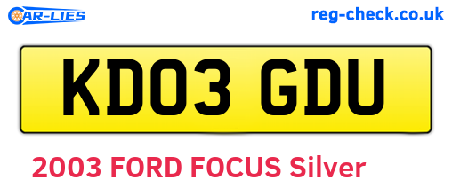 KD03GDU are the vehicle registration plates.