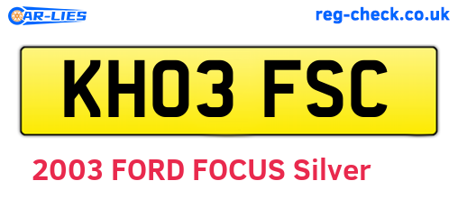 KH03FSC are the vehicle registration plates.