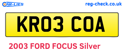 KR03COA are the vehicle registration plates.