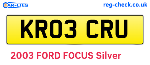 KR03CRU are the vehicle registration plates.