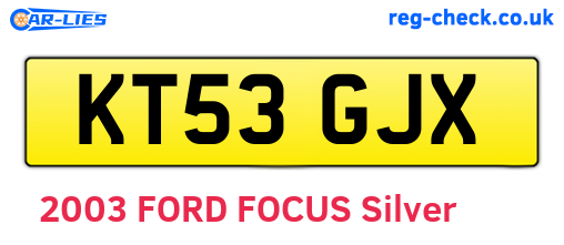 KT53GJX are the vehicle registration plates.