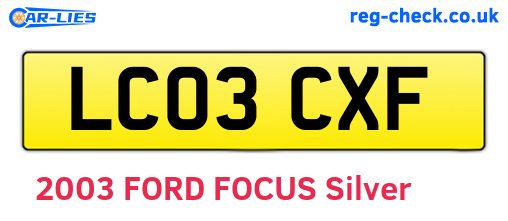 LC03CXF are the vehicle registration plates.