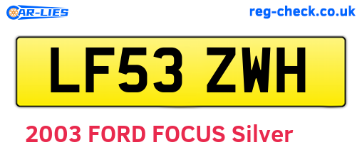 LF53ZWH are the vehicle registration plates.