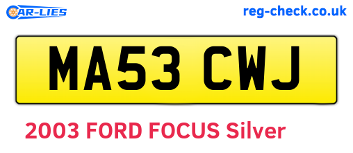 MA53CWJ are the vehicle registration plates.