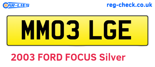 MM03LGE are the vehicle registration plates.
