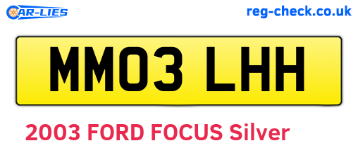 MM03LHH are the vehicle registration plates.