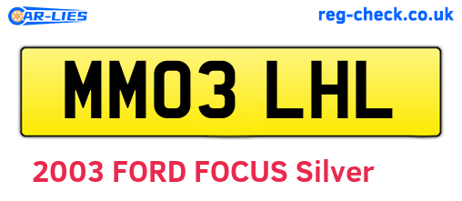 MM03LHL are the vehicle registration plates.