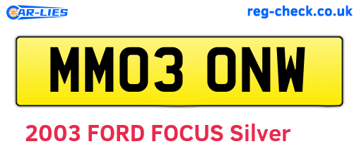 MM03ONW are the vehicle registration plates.