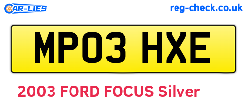 MP03HXE are the vehicle registration plates.