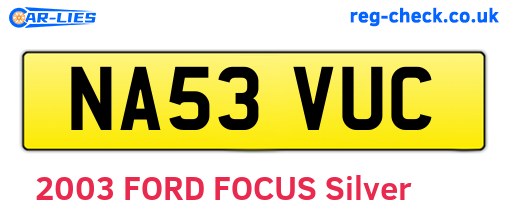 NA53VUC are the vehicle registration plates.