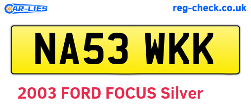 NA53WKK are the vehicle registration plates.