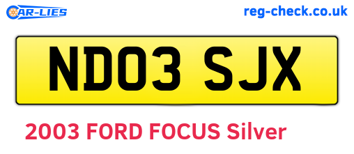 ND03SJX are the vehicle registration plates.