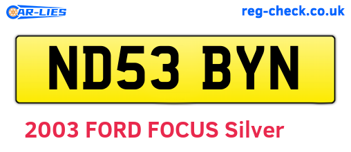 ND53BYN are the vehicle registration plates.