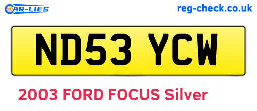 ND53YCW are the vehicle registration plates.