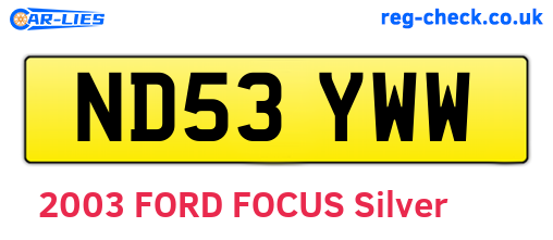 ND53YWW are the vehicle registration plates.