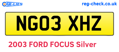 NG03XHZ are the vehicle registration plates.