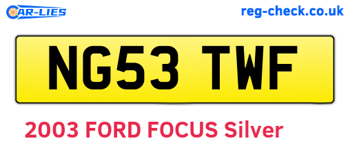NG53TWF are the vehicle registration plates.