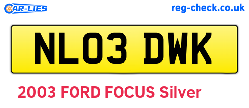 NL03DWK are the vehicle registration plates.
