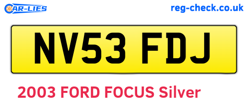 NV53FDJ are the vehicle registration plates.