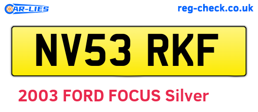 NV53RKF are the vehicle registration plates.
