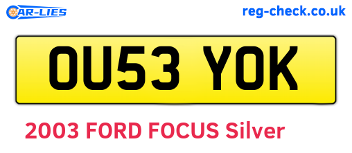 OU53YOK are the vehicle registration plates.