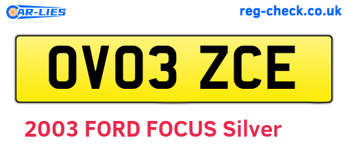 OV03ZCE are the vehicle registration plates.