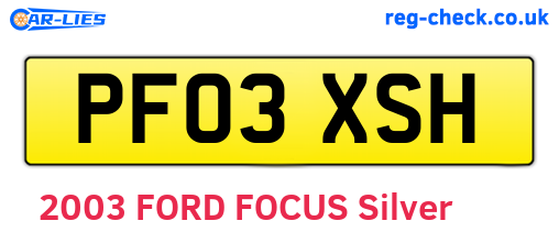 PF03XSH are the vehicle registration plates.
