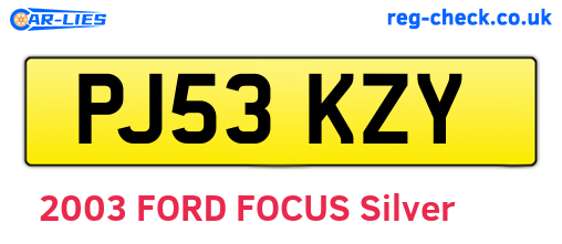 PJ53KZY are the vehicle registration plates.
