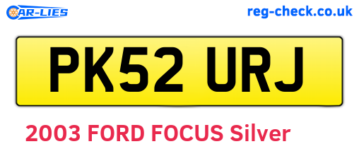 PK52URJ are the vehicle registration plates.