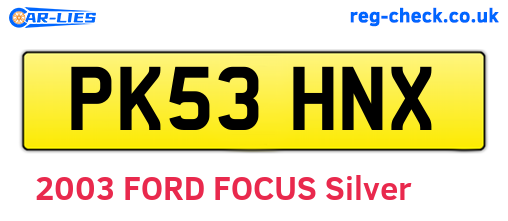 PK53HNX are the vehicle registration plates.