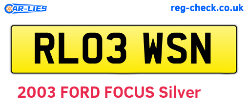 RL03WSN are the vehicle registration plates.