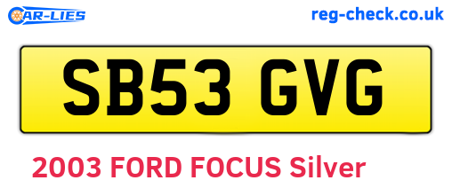 SB53GVG are the vehicle registration plates.