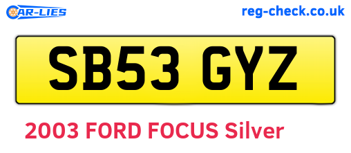 SB53GYZ are the vehicle registration plates.