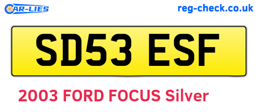 SD53ESF are the vehicle registration plates.