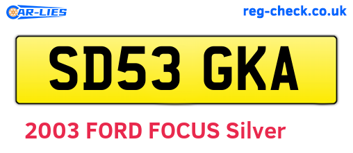 SD53GKA are the vehicle registration plates.