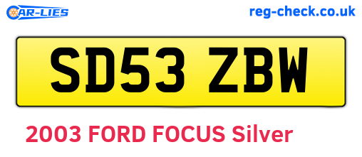 SD53ZBW are the vehicle registration plates.