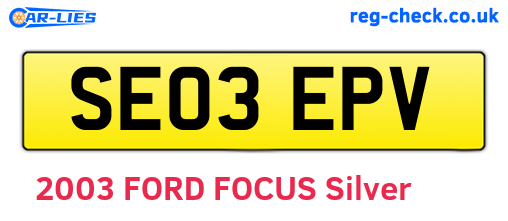 SE03EPV are the vehicle registration plates.