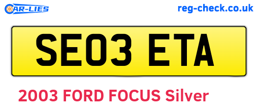 SE03ETA are the vehicle registration plates.