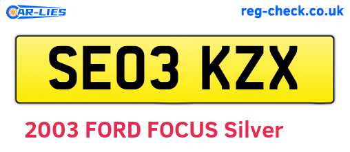 SE03KZX are the vehicle registration plates.