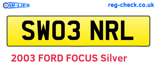 SW03NRL are the vehicle registration plates.