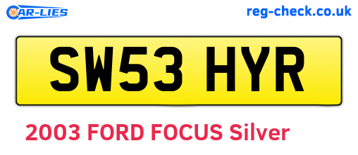 SW53HYR are the vehicle registration plates.