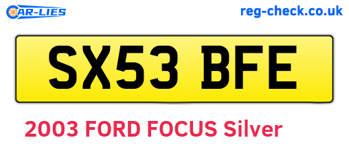 SX53BFE are the vehicle registration plates.