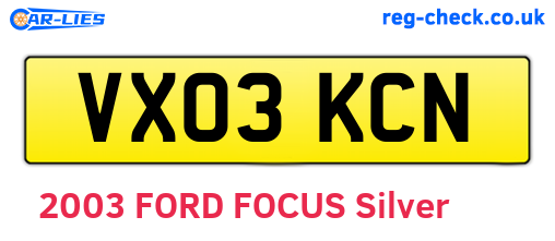 VX03KCN are the vehicle registration plates.