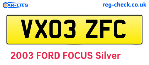 VX03ZFC are the vehicle registration plates.