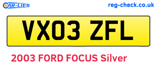VX03ZFL are the vehicle registration plates.