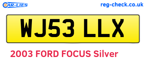 WJ53LLX are the vehicle registration plates.