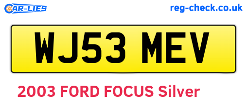 WJ53MEV are the vehicle registration plates.