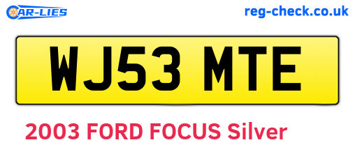 WJ53MTE are the vehicle registration plates.